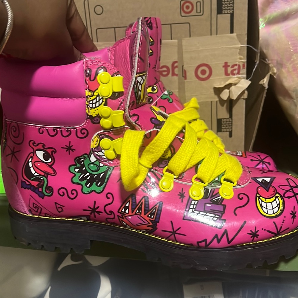 Jeremy Scott Adidas Leather Ankle Boots- Pink